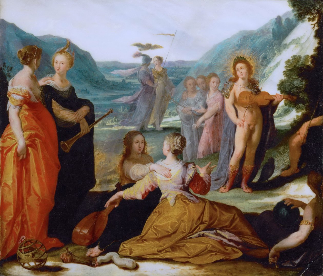 Apollón a múzy od Bartholomeus Spranger