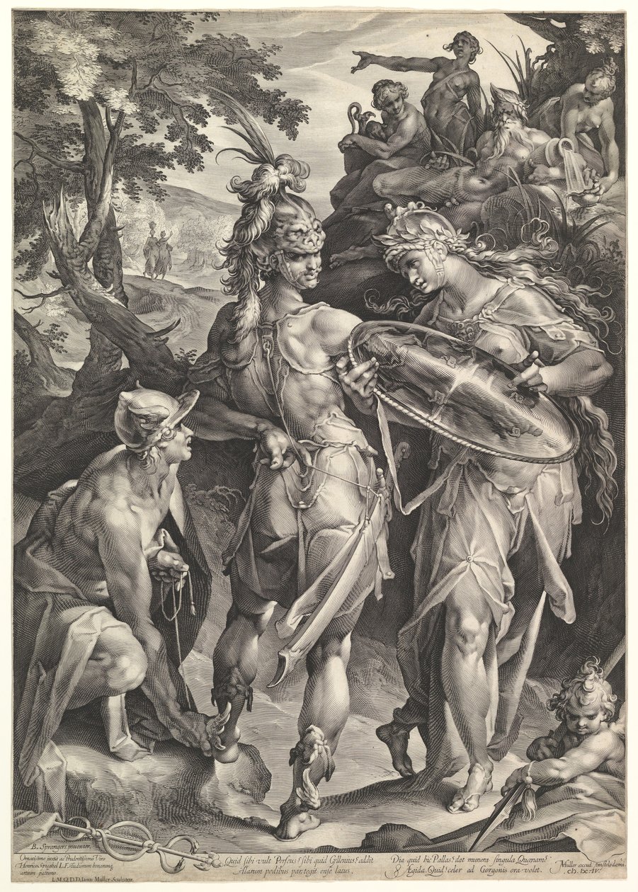 Minerva a Merkur vyzbrojují Persea, 1604 od Bartholomeus Spranger