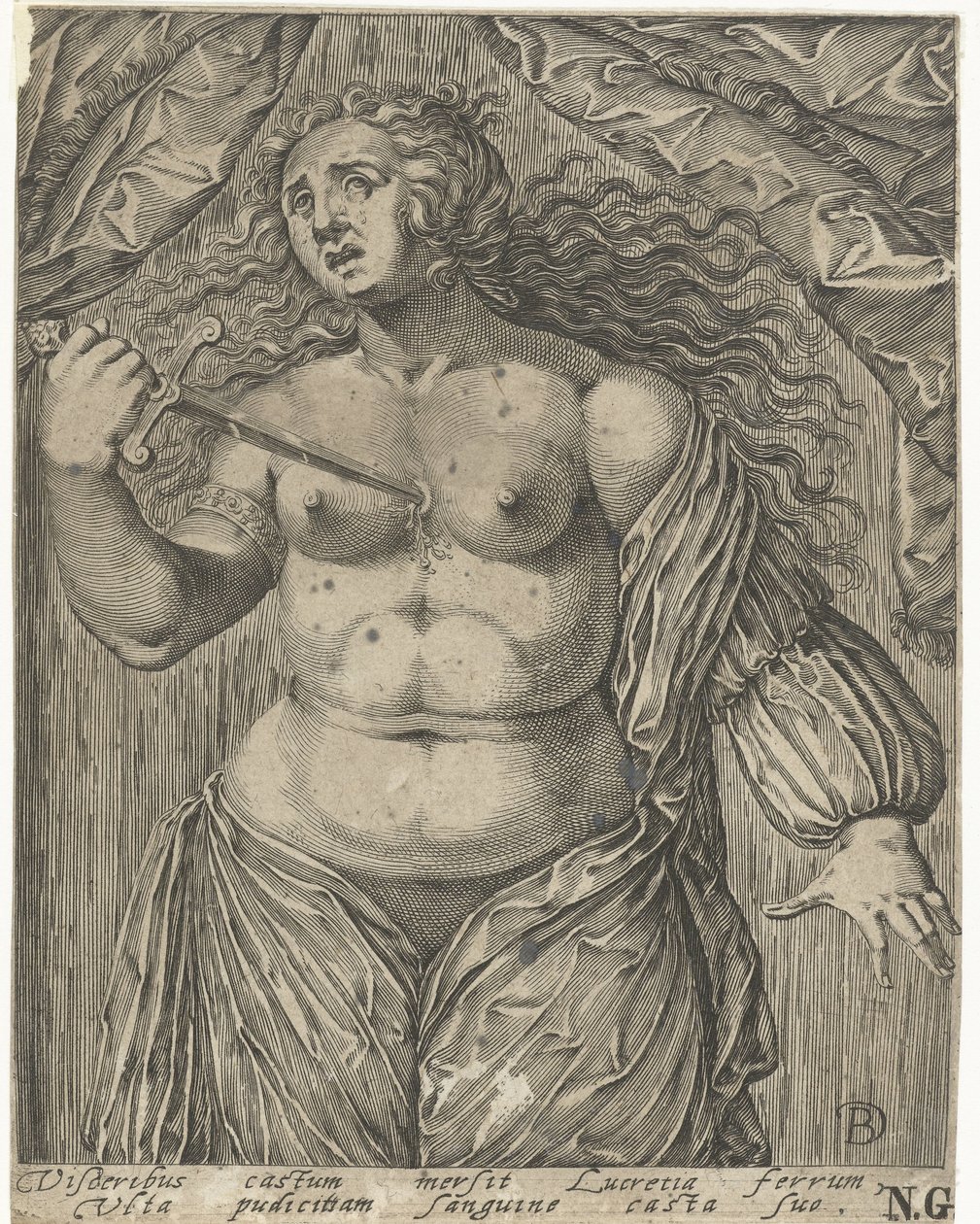Lukréciina sebevražda od Bartholomeus Willemsz. Dolendo