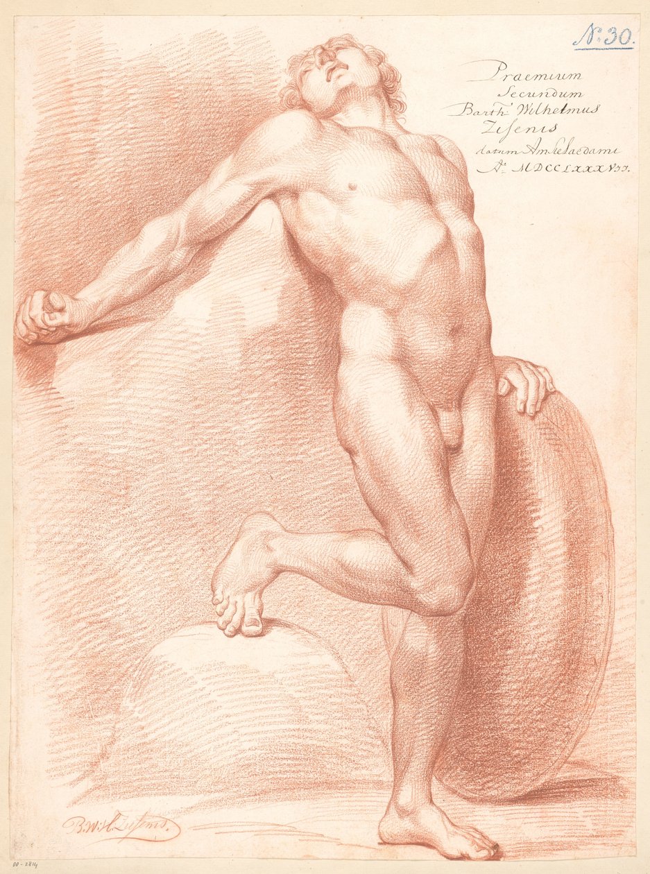 Stojící mužský akt, při pohledu zepředu od Bartholomeus Ziesenis