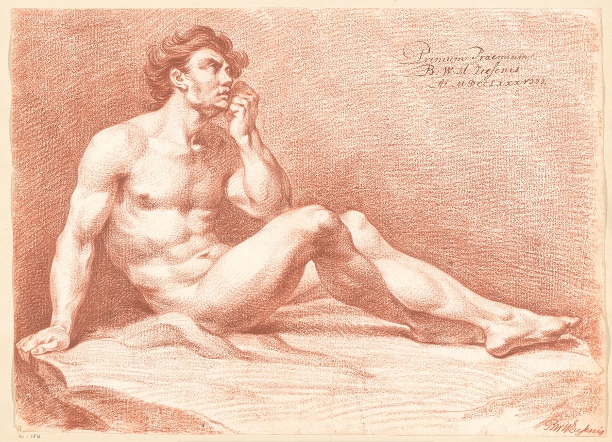 Sedící mužský akt, boční pohled (1. cena 1788) od Bartholomeus Ziesenis