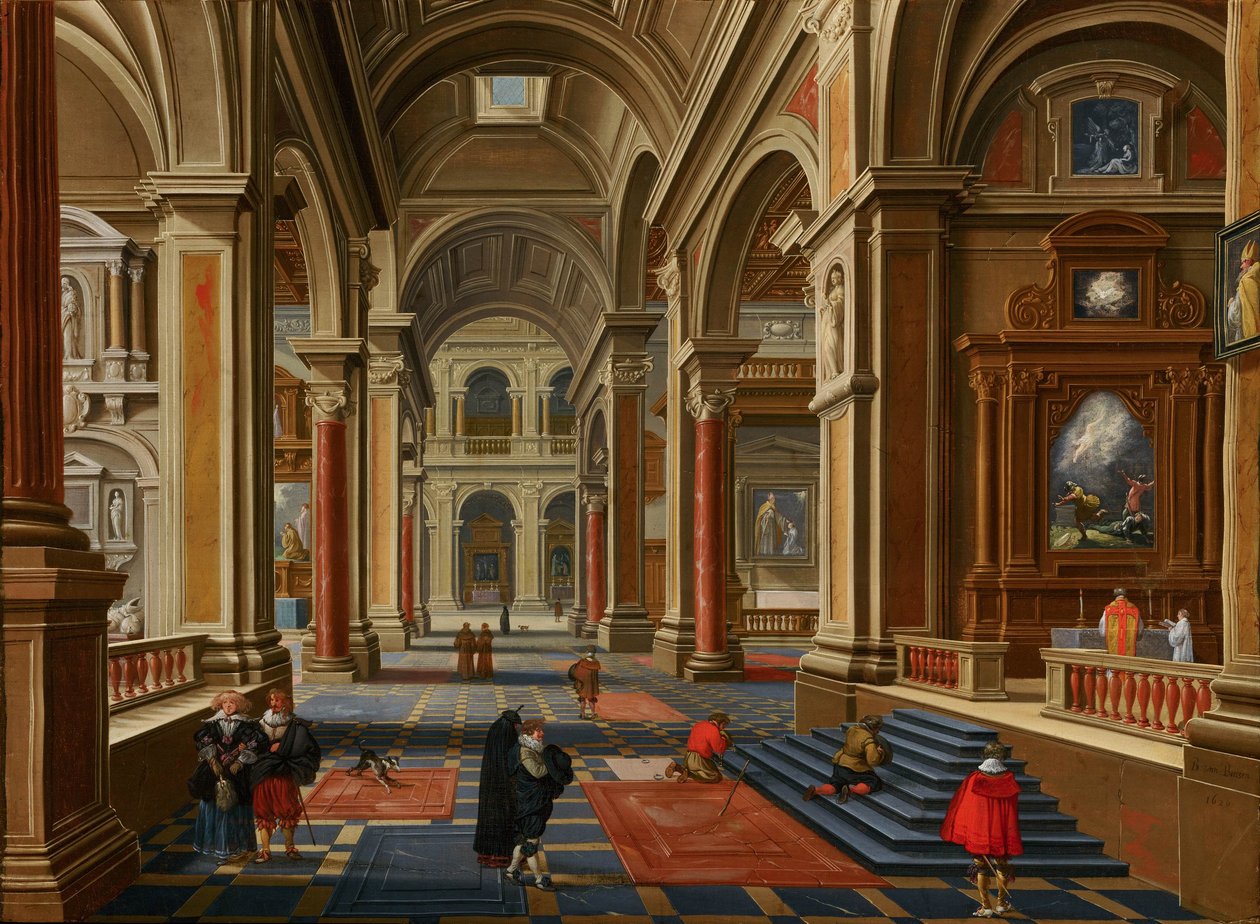 Interiér katolického kostela od Bartholomeus van Bassen
