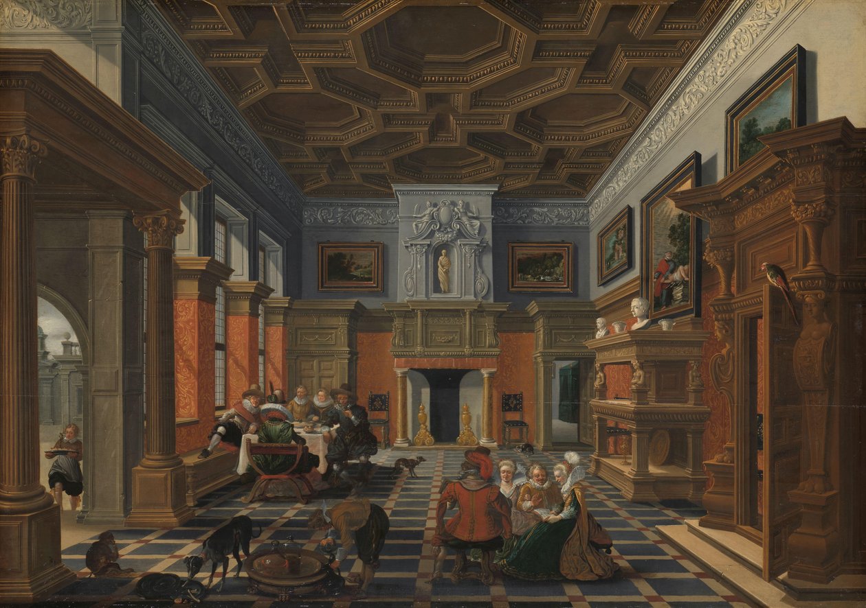 Interiér s firmou Společnost v interiéru od Bartholomeus van Bassen
