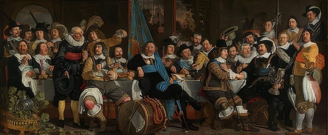Jídlo z pušky na oslavu Munsterského míru. 1648 od Bartholomeus van der Helst