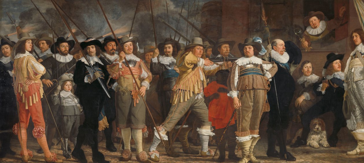 Rota domobrany okresu VIII pod velením kapitána Roelofa Bickera Důstojníci a další občanští gardisté z VIII. okrsku v Amsterdamu pod velením kapitána Roelofa Bickera a poručíka Jana Michielsze Blaeuwa od Bartholomeus van der Helst