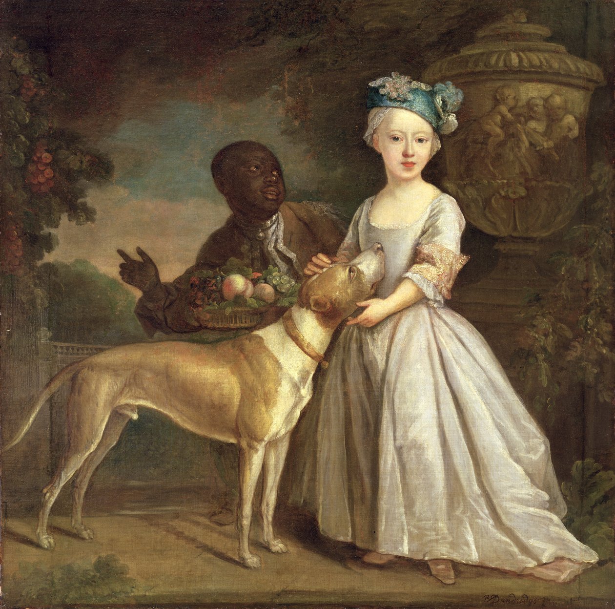 Mladá dívka se psem a stránkou od Bartholomew Dandridge