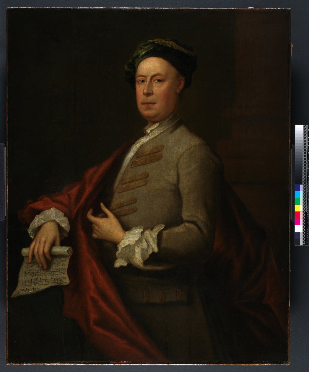 G.F. Händel“, před rokem 1754 od Bartholomew Dandridge