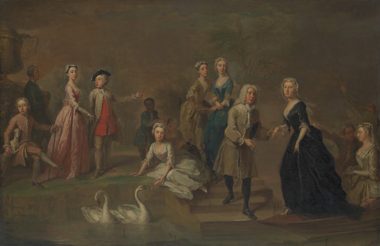 Uvedale Tomkyns Price 1685-1764 a členové jeho rodiny, možná začátek 30. let 18. století. od Bartholomew Dandridge