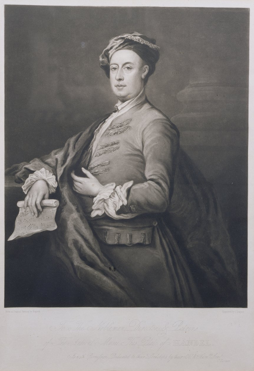 Portrét George Fredericka Händela (1685-1759), vyryl Charles Turner (1773-1857) 1821 (mezzotinta) od Bartholomew Dandrige