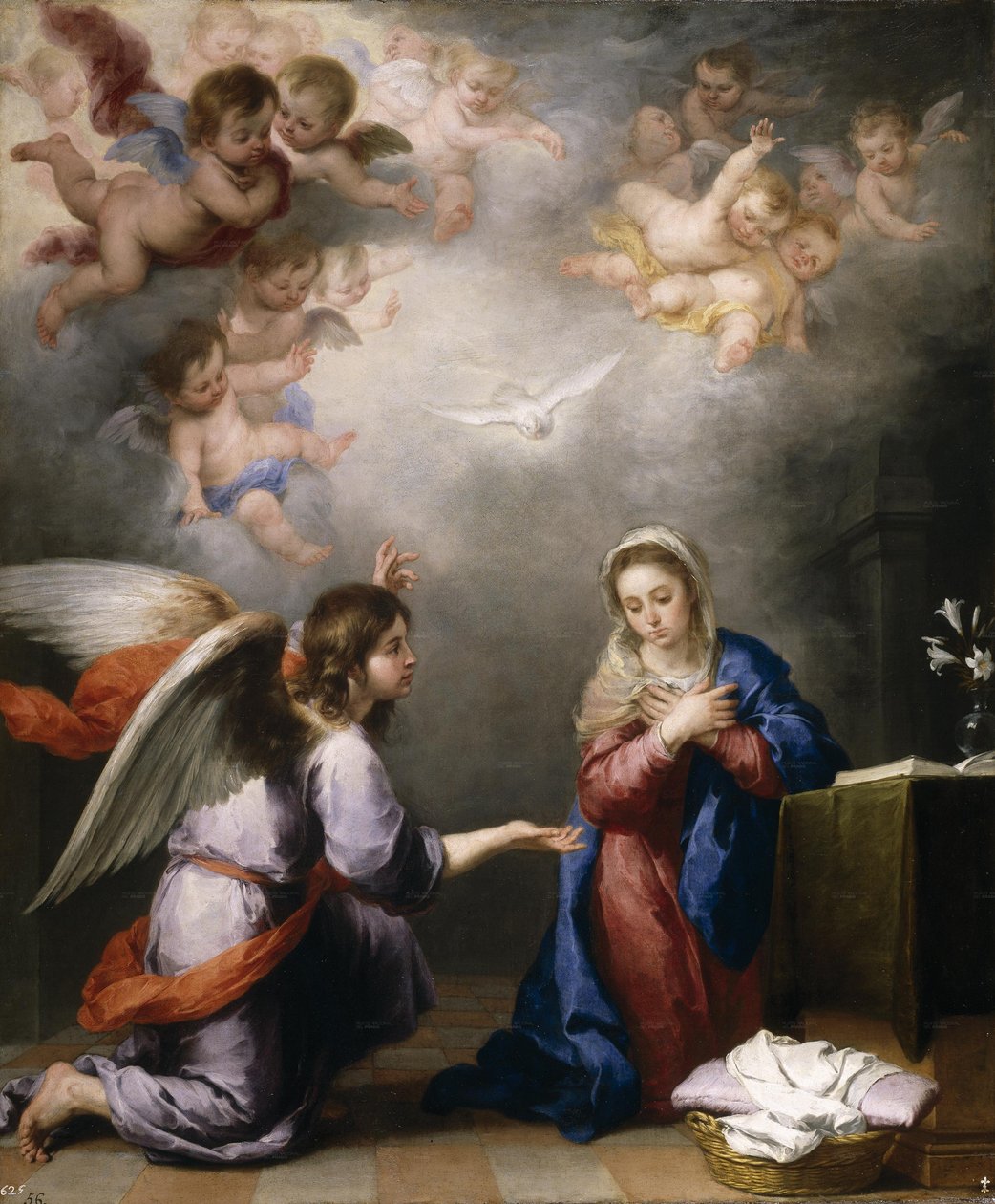 Zvěstování, olej na plátně od Bartolomé Esteban Murillo