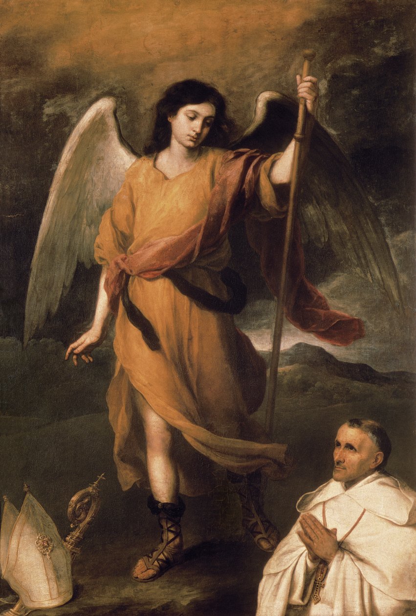 Archanděl Rafael s biskupem Domontem od Bartolomé Esteban Murillo
