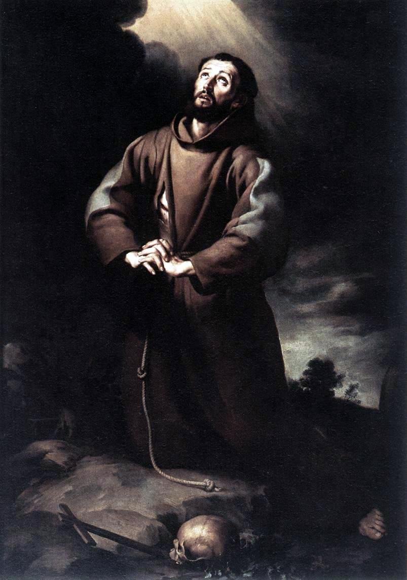 Svatý František z Assisi při modlitbě od Bartolomé Esteban Murillo
