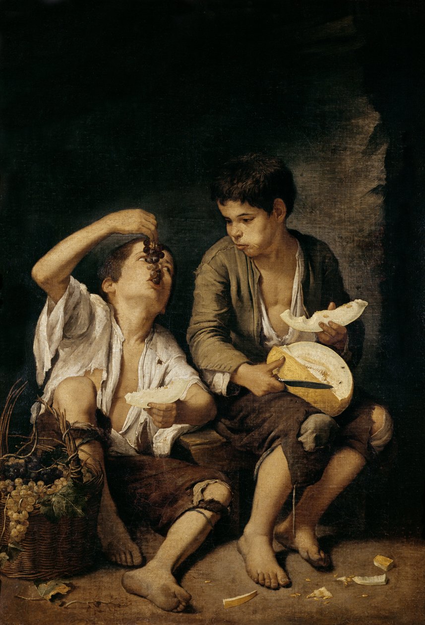 Dvě děti jedí meloun a hrozny, 1645-46 od Bartolomé Esteban Murillo