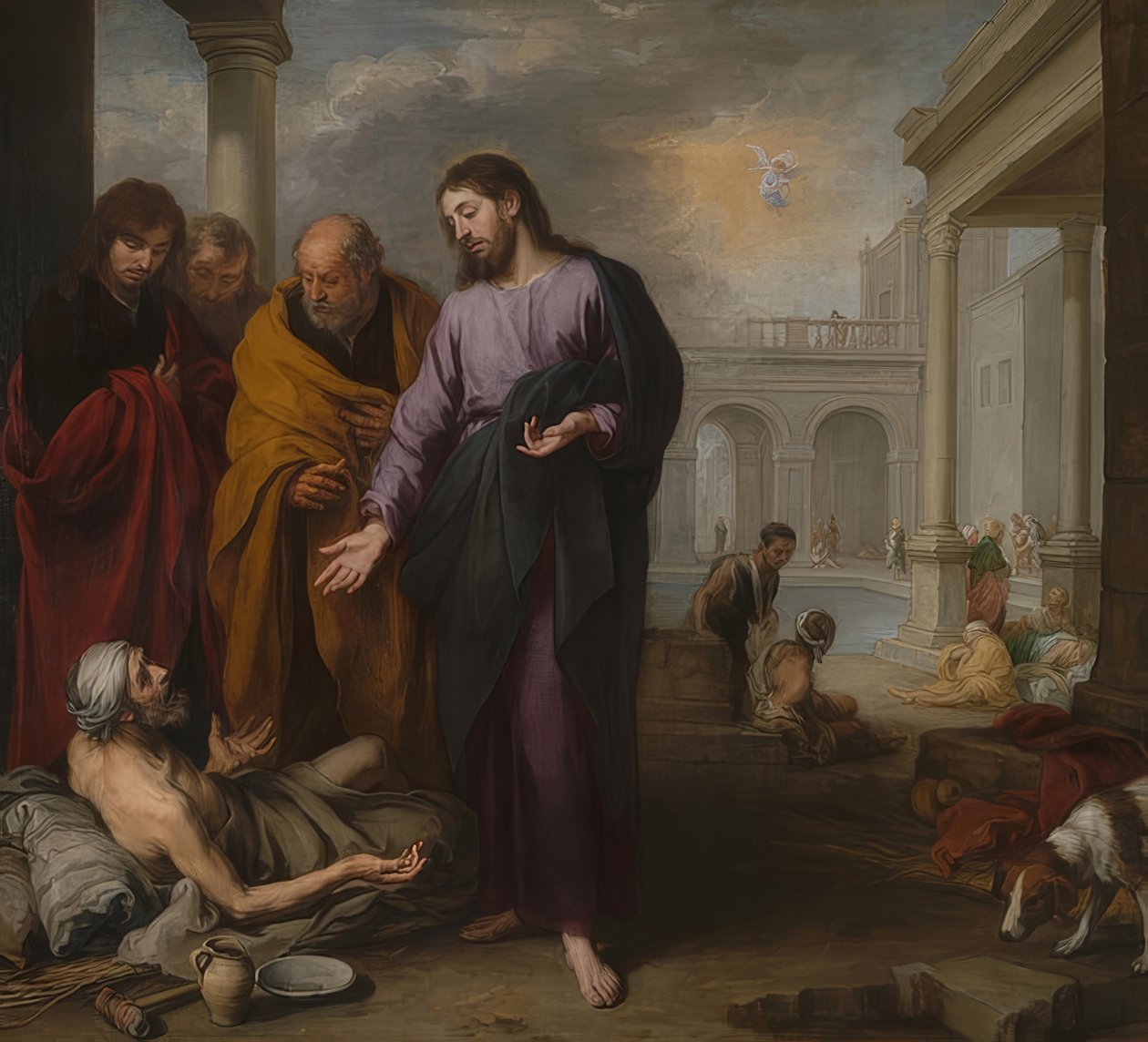 Uzdravení ochrnutého muže v jezírku Bethesda. 1667-70 od Bartolomé Esteban Murillo