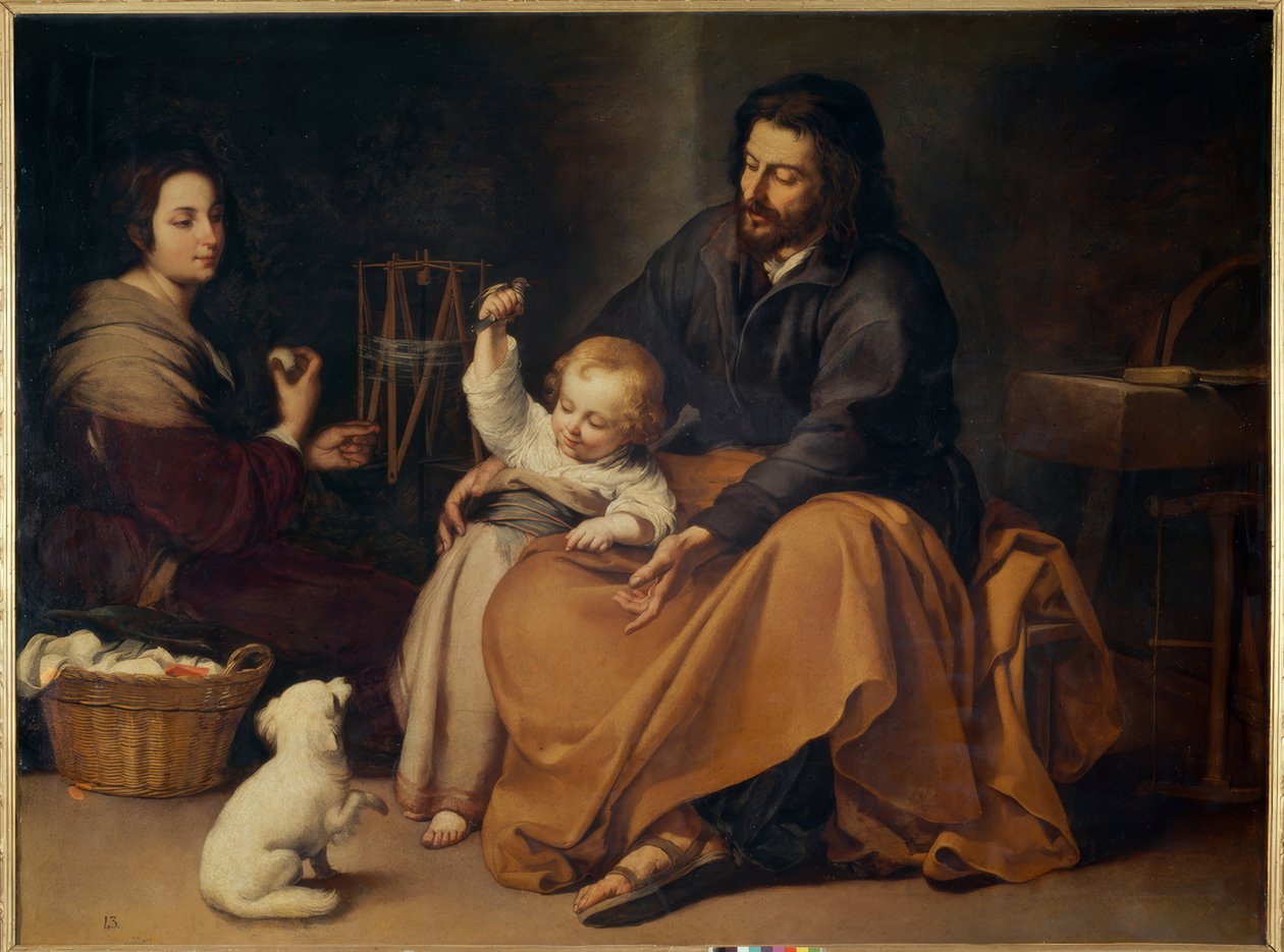 Svatá rodina s malým ptáčkem od Bartolomé Esteban Murillo
