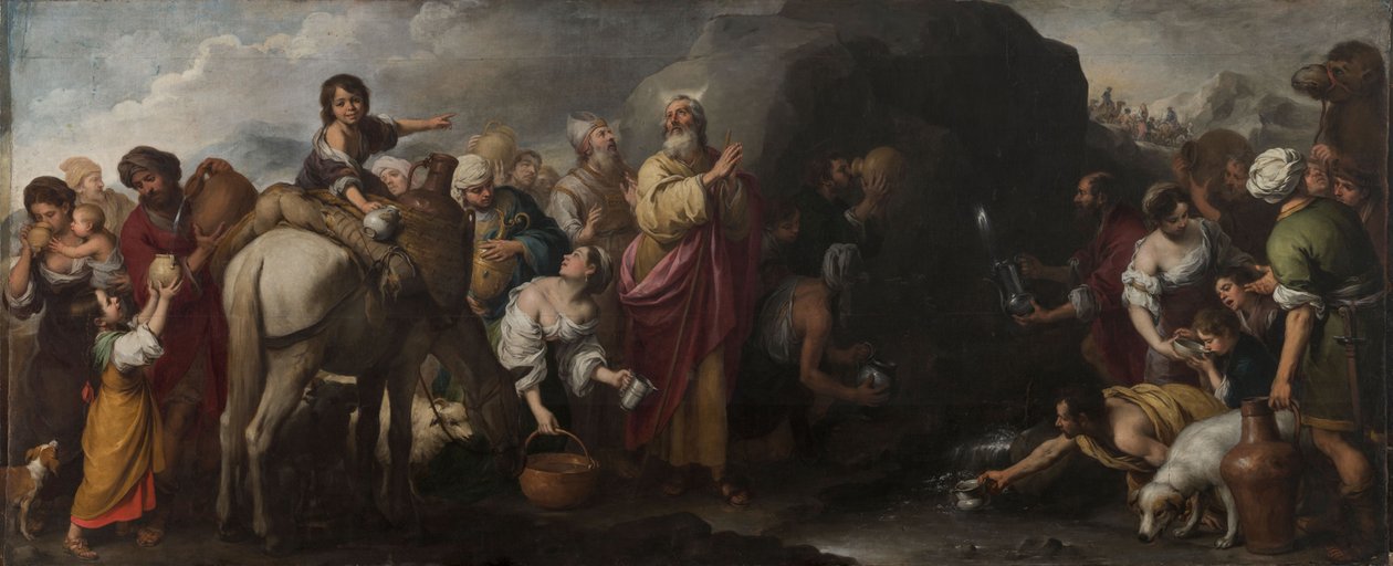 Mojžíš udeřil vodu ze skály, 1667-1670. od Bartolomé Esteban Murillo