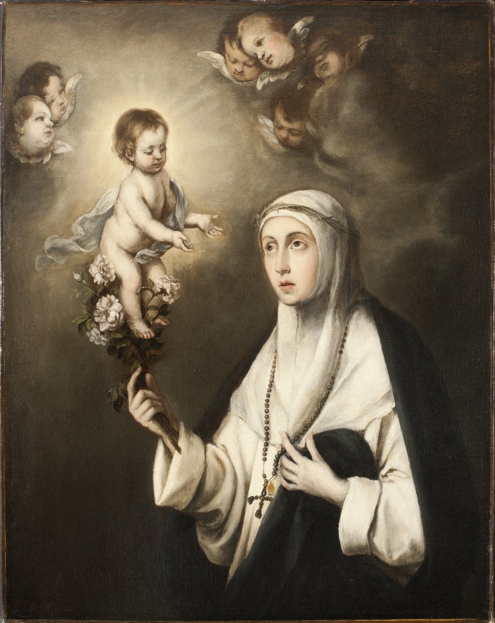 Rose de Lima (Isabel Flores de Oliva) (1586-1617) - Svatá Růže z Limy, Murillo, Bartolome Esteban, kopie po . Olej na plátně. Rozměr: 93 x 76 cm. Národní muzeum Stockholm od Bartolomé Esteban Murillo