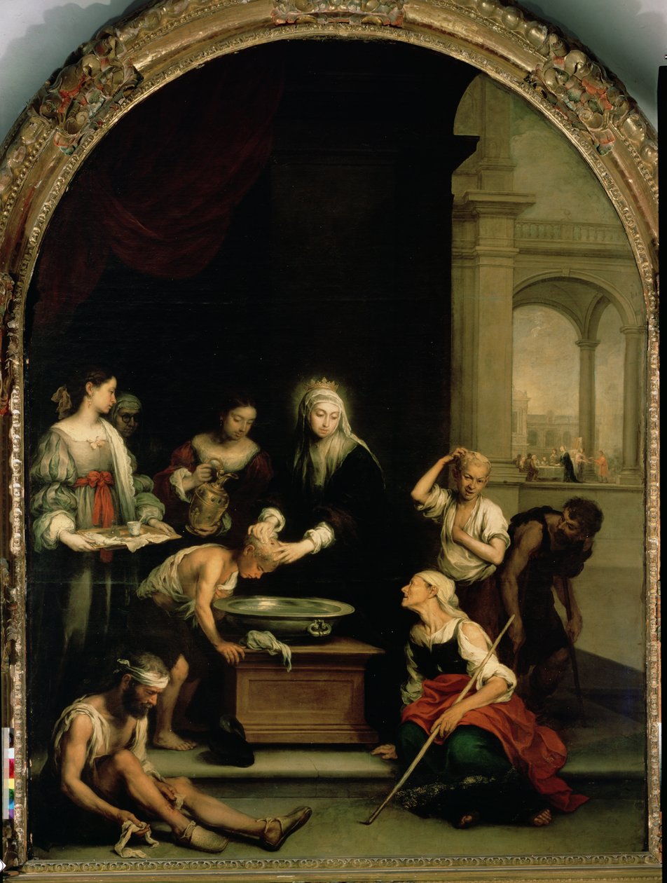 Svatá Alžběta Uherská pečující o nemocné a malomocné, kolem 1671-74 od Bartolomé Esteban Murillo