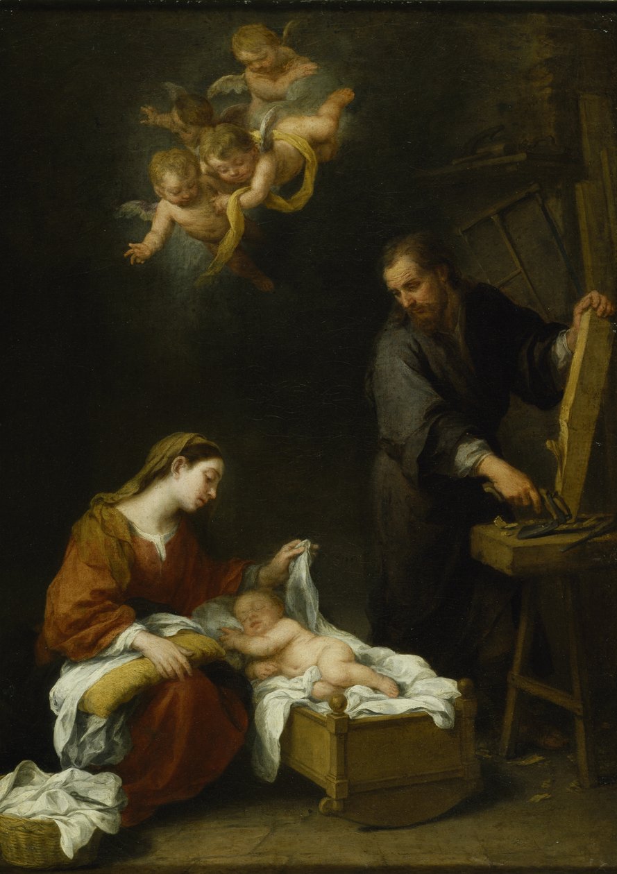 Svatá rodina (olej na plátně) od Bartolomé Esteban Murillo