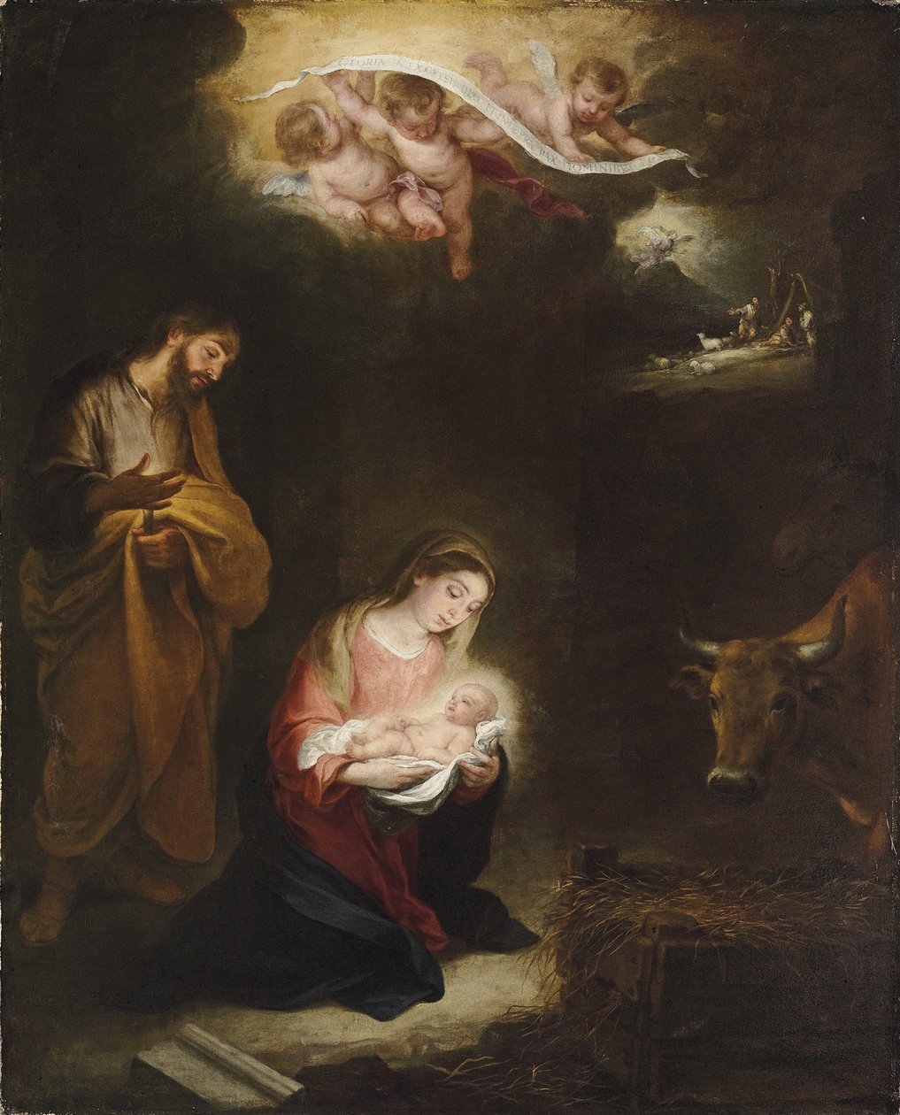 Narození Páně se Zvěstováním pastýřům za hranicemi od Bartolomé Esteban Murillo