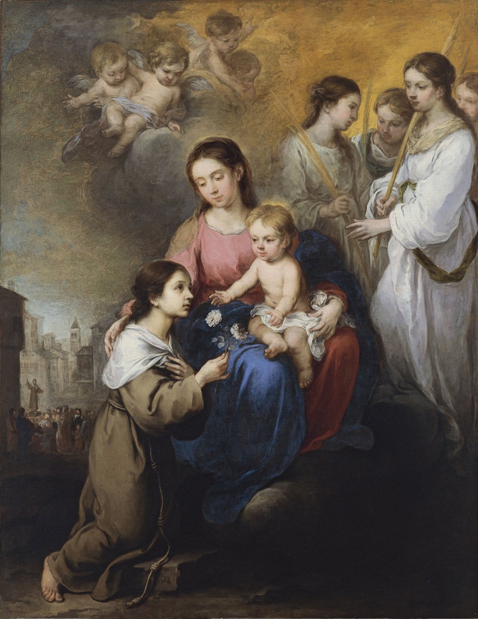 Panna a dítě se svatou růží z Viterba od Bartolomé Esteban Murillo