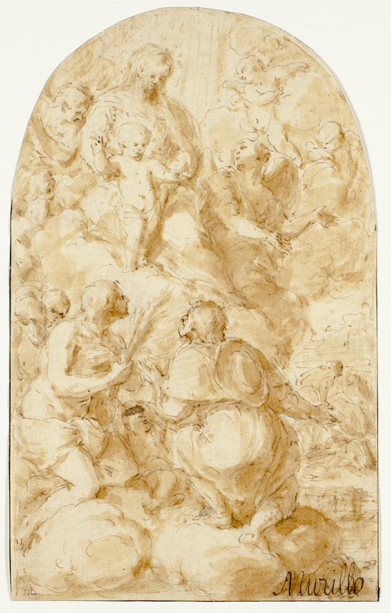 Panna Maria s Ježíškem v oblacích od Bartolomé Esteban Murillo
