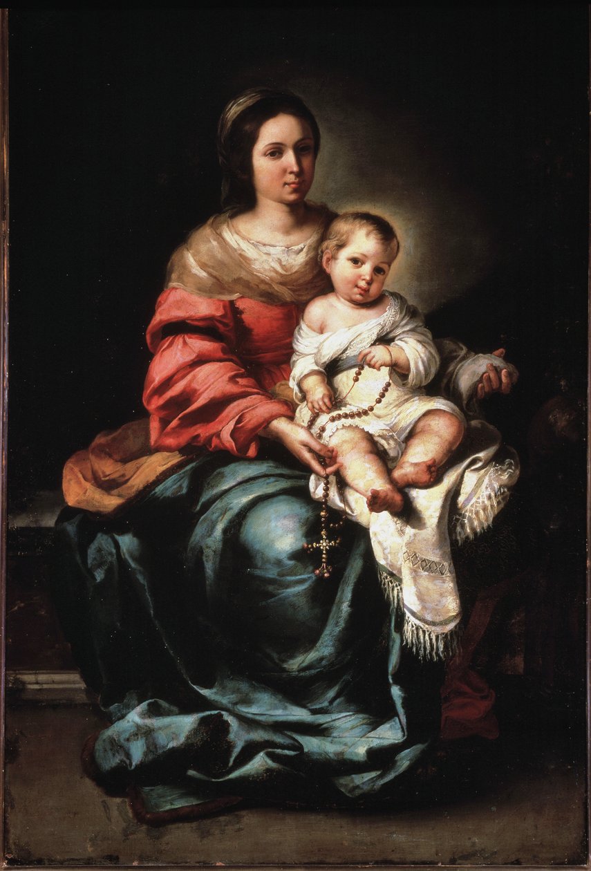 Panna Růžencová - olej na plátně, cca 1650 od Bartolomé Esteban Murillo