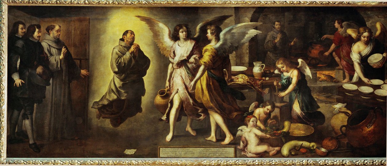 La cuisine des Anges - kuchyně andělů. Jedna z nejznámějších ... od Bartolome Esteban (school of) Murillo