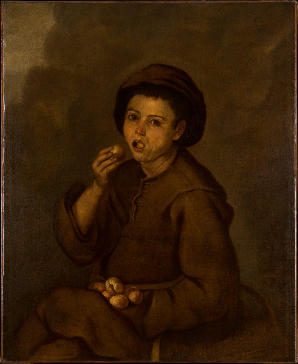 Chlapec pojídající broskve od Bartolomé Esteban Murillo