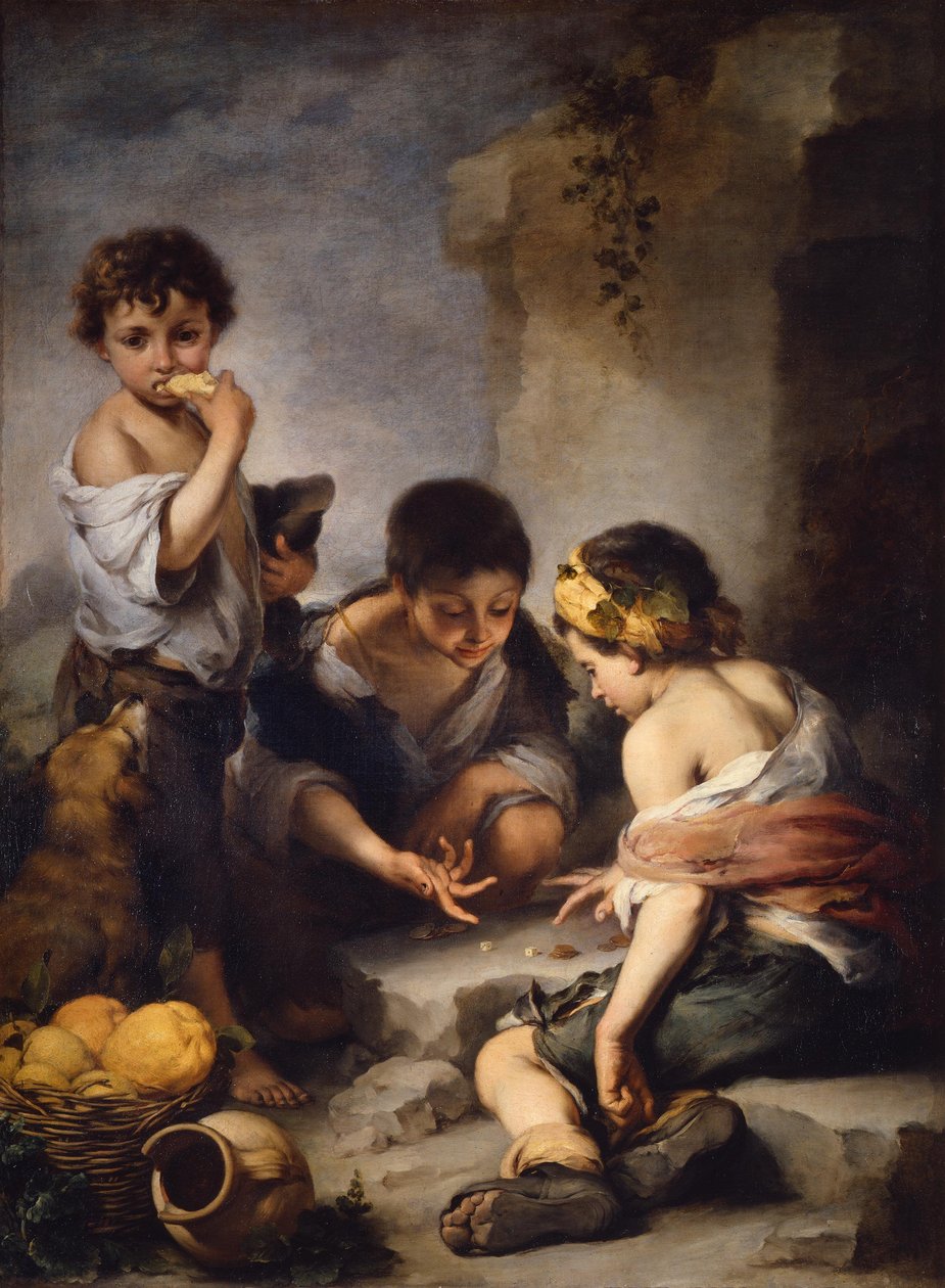 Chlapci hrající kostky od Bartolomé Esteban Murillo