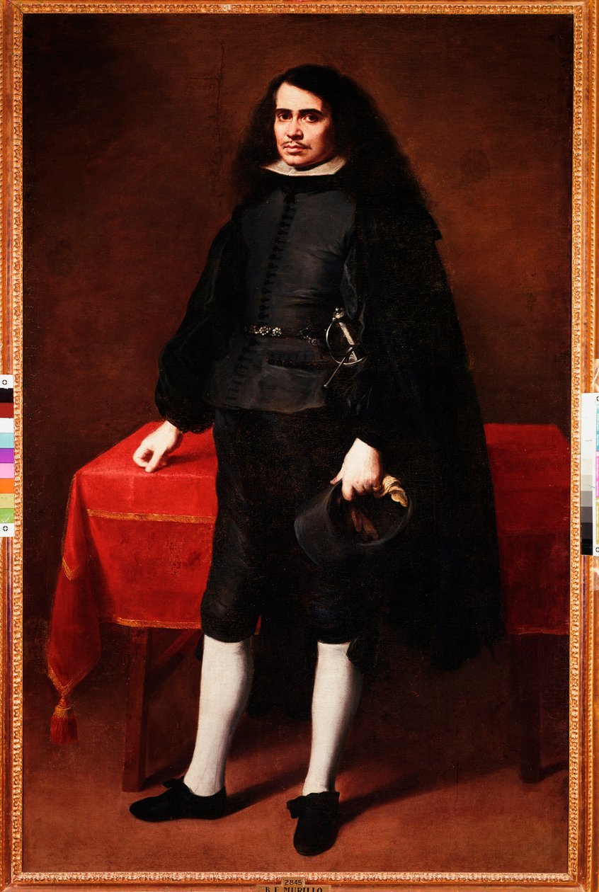 Portrét gentlemana s dlouhými vlasy a jahodovým límečkem (olej na plátně od Bartolomé Esteban Murillo