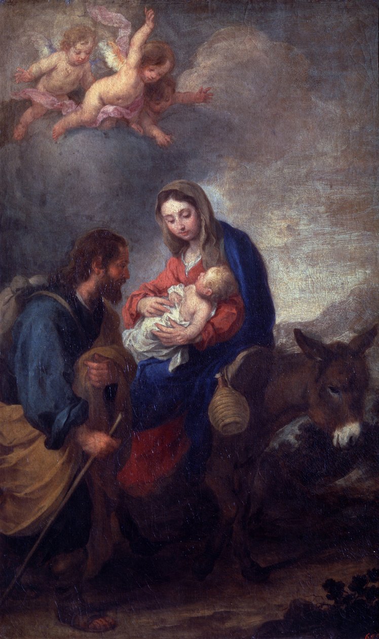 Odpočinek na útěku do Egypta (olej na plátně) od Bartolomé Esteban Murillo