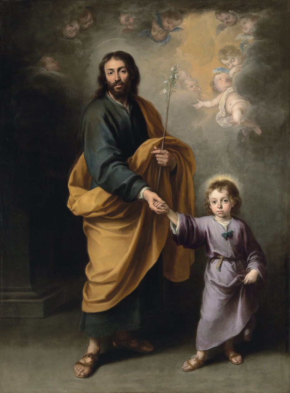 Svatý Josef a Ježíšek (olej na plátně) od Bartolomé Esteban Murillo