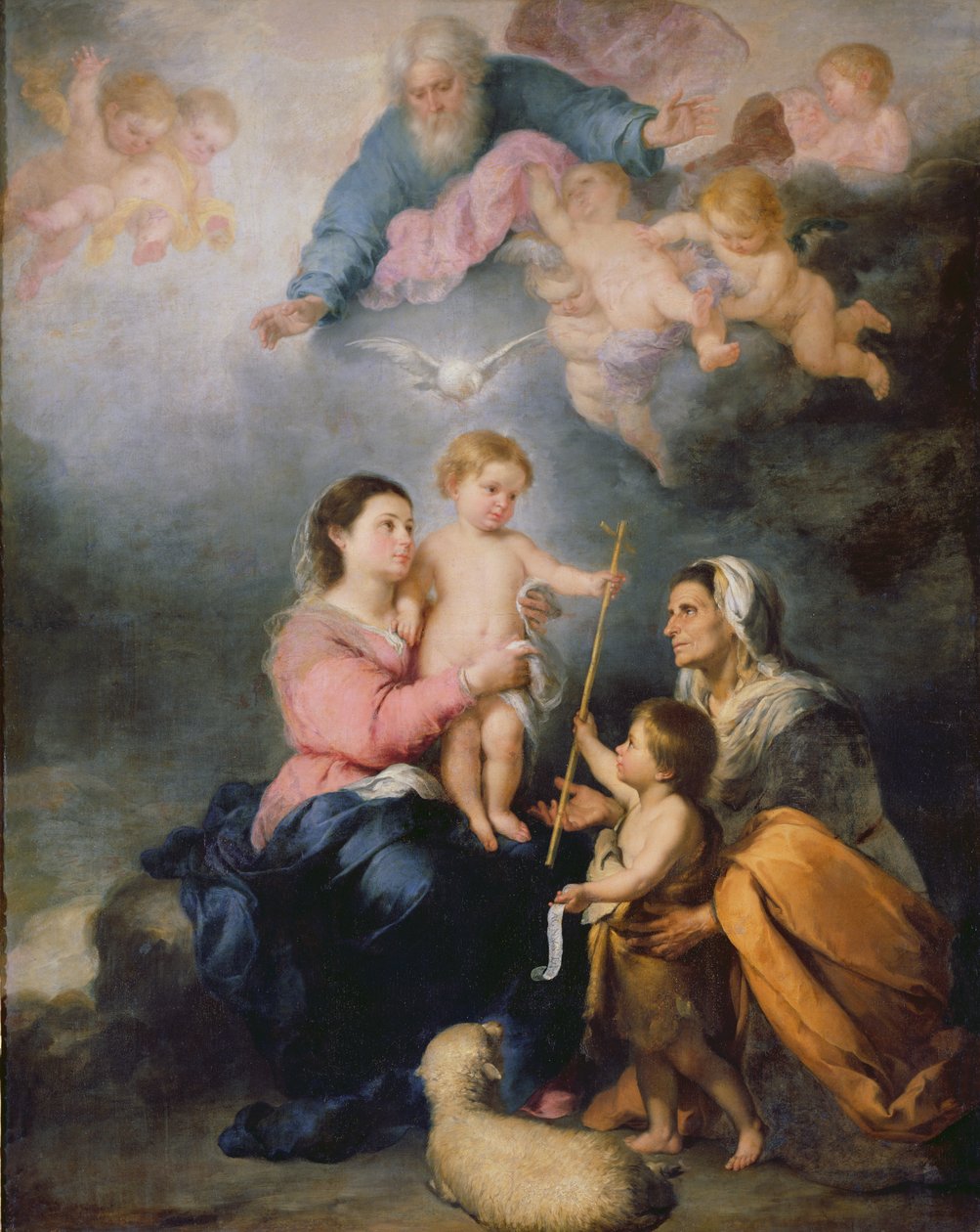 Svatá rodina nebo Panna sevillská (olej na plátně) od Bartolomé Esteban Murillo