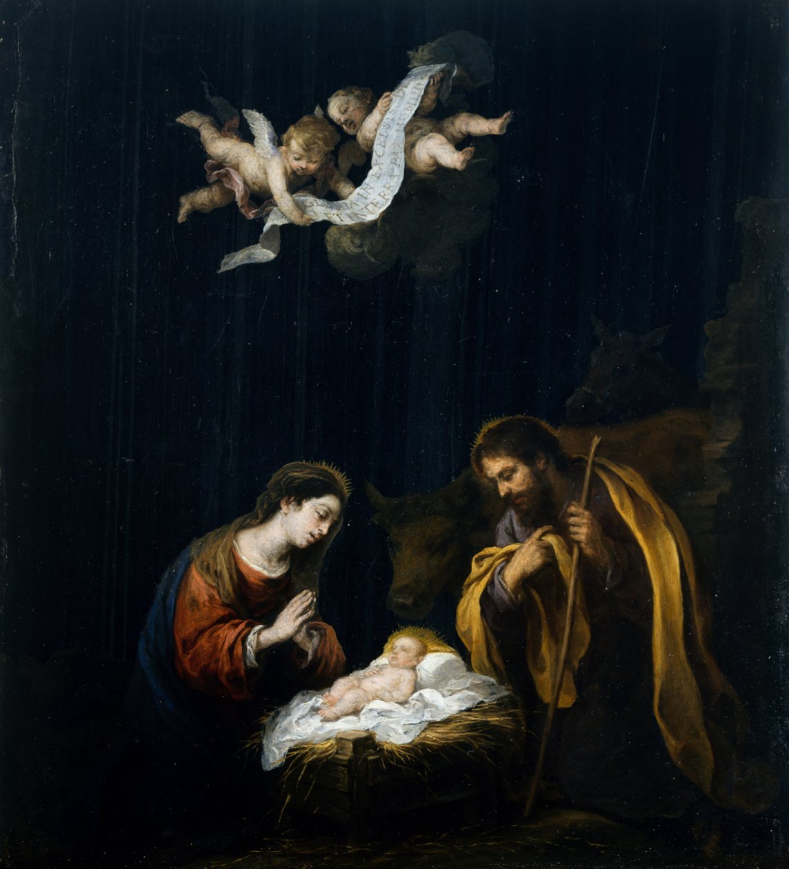 Narození Páně, kolem 1665-70 (olej na obsidiánu) od Bartolomé Esteban Murillo