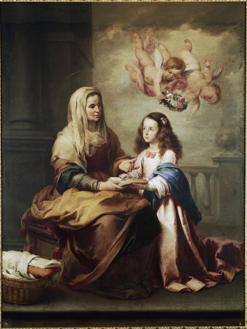 Detail Panny Marie a Svaté Anny. (olej na plátně, kolem roku 1674) od Bartolomé Esteban Murillo