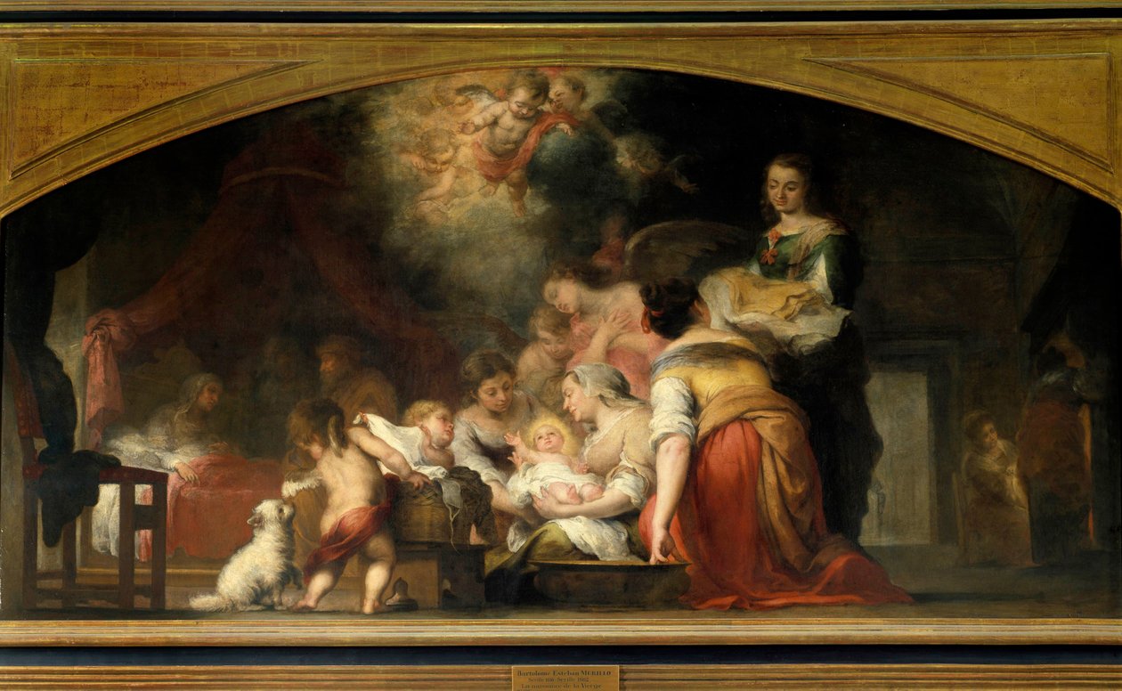 Narozením Panny Marie se rodí Marie. Obraz Bartolome Murillo (1618-1682) 1661 Ne. 1,79x3,49 m Paříž, Musee du Louvre od Bartolomé Esteban Murillo