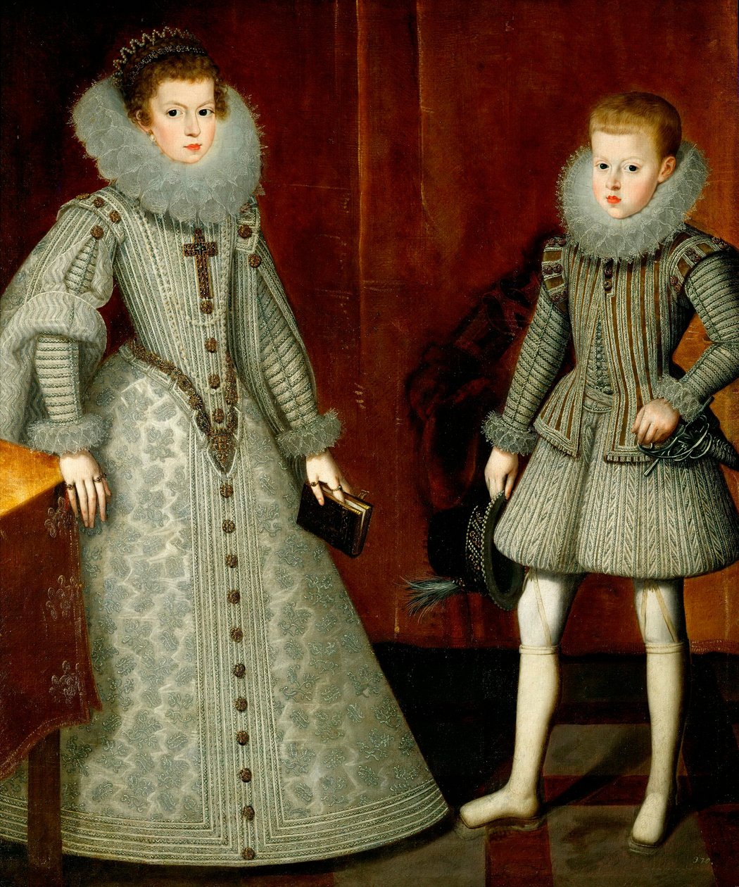 ""Portrét Anny Rakouské a jejího bratra Filipa (tehdy Filipa IV. Španělského)"" (Infante Philip, pozdější španělský král Filip IV. (1605-1665) a jeho sestra Anna Rakouská (1601-1666) ) Obraz Bartolome Gonzalez y Serrano (1564-1627) od Bartolome Gonzalez