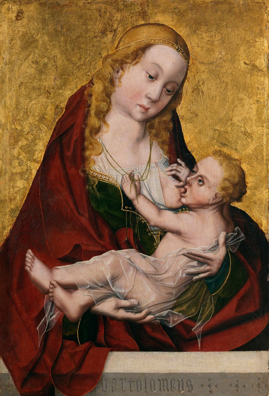 ""Panna kojí dítě" (Panna kojí dítě) Obraz od mistra Bartolomea (činný 1470-1610) kolem roku 1490 - Olej na dřevě Rozměr 52x35 cm Museo del Prado, Madrid od Bartolome Master