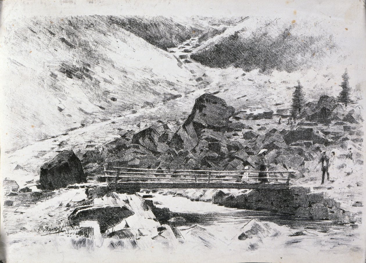  Most přes vysokohorský potok od Bartolomeo Bezzi