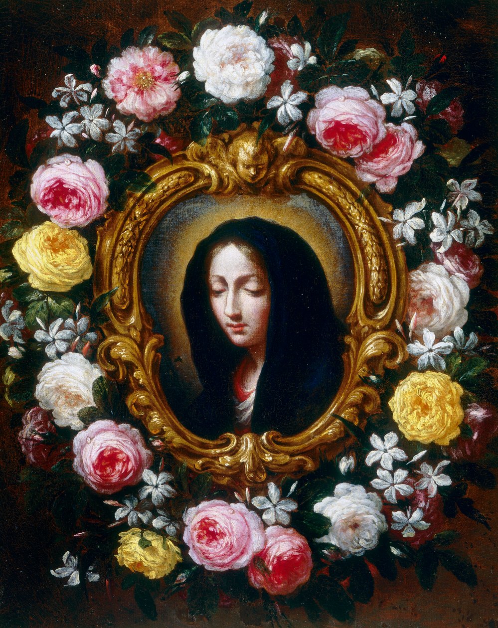 Madonna v girlandě z růží a jasmínu od Bartolomeo Bimbi