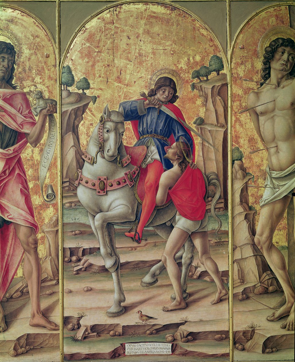 Charita sv. Martina, centrální panel z Triptychu sv. Martina od Bartolomeo Vivarini