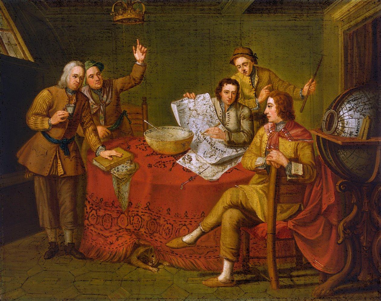 Gustavus Hamilton, 2. vikomt Boyne (1639-1723), v kajutě své jachty od Bartolomeo (after) Nazari