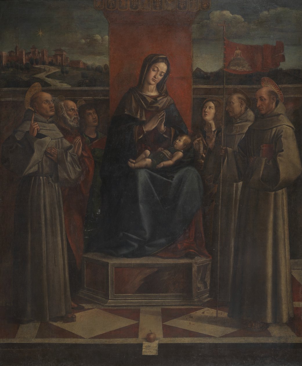 Panna a dítě na trůnu se šesti svatými, cca 1500 (olej na plátně) od Bartolomeo (attr. to) Montagna