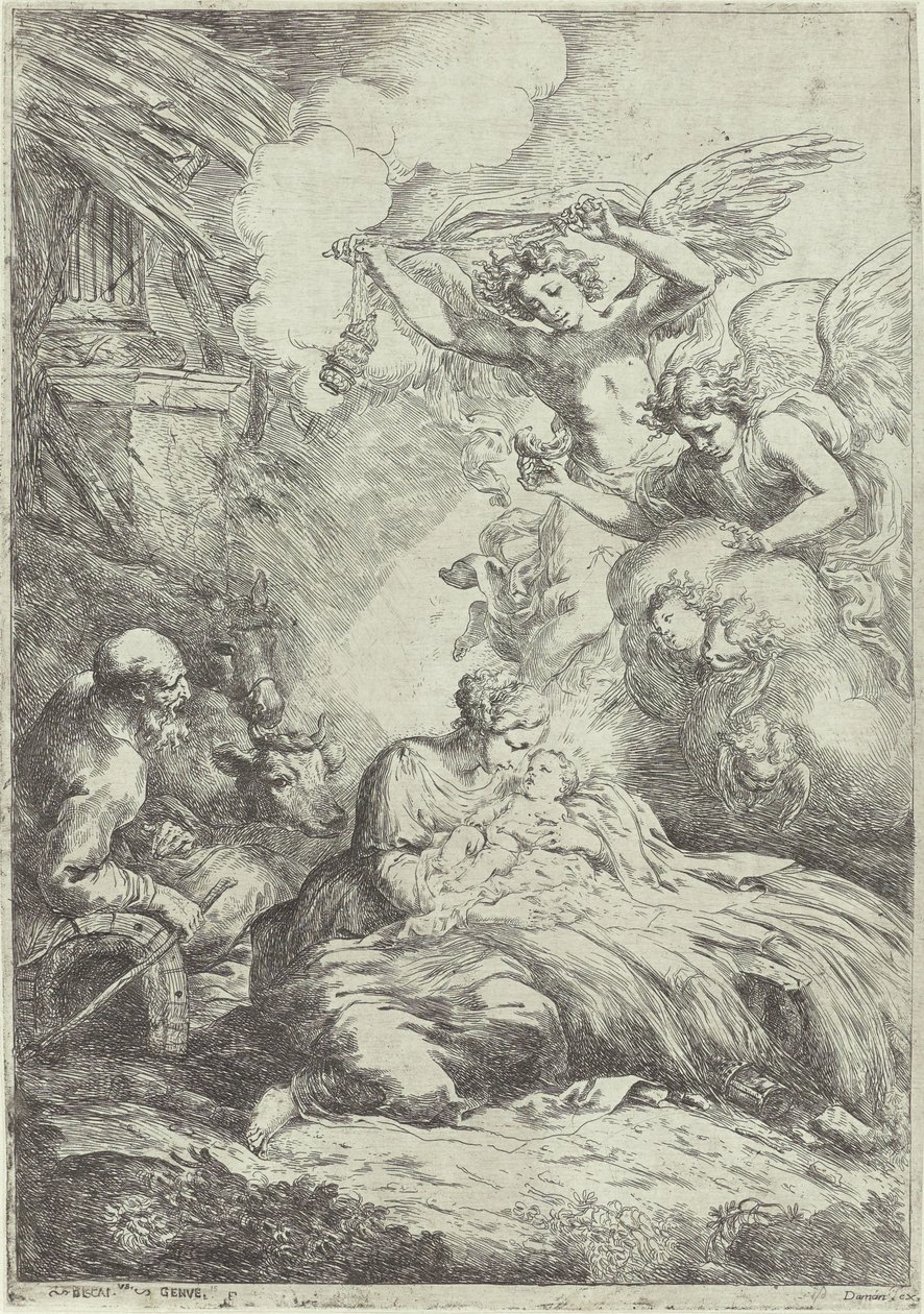 Narození Páně s anděly od Bartolomeo Biscaino