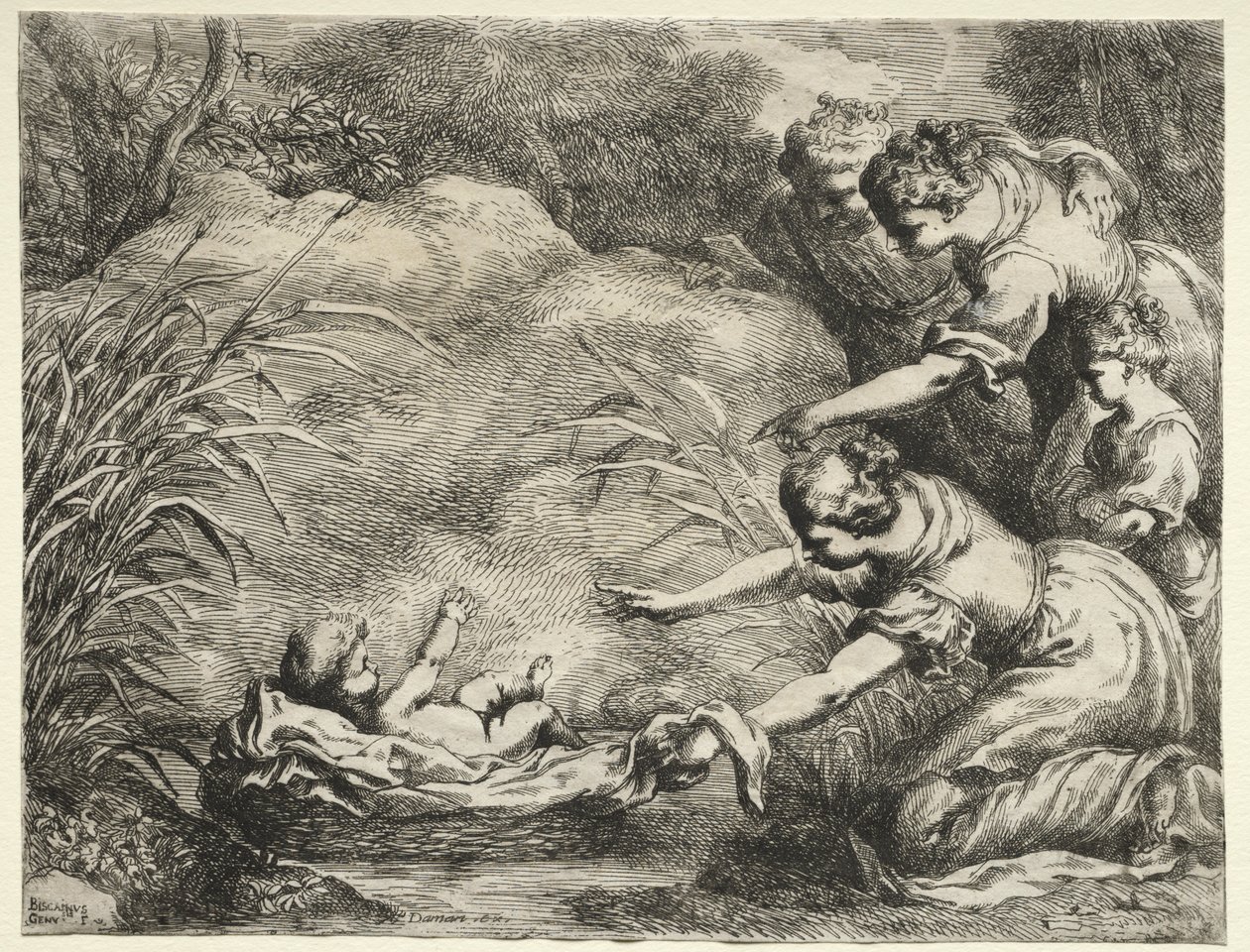 Mojžíš zachráněn z Nilu od Bartolomeo Biscaino