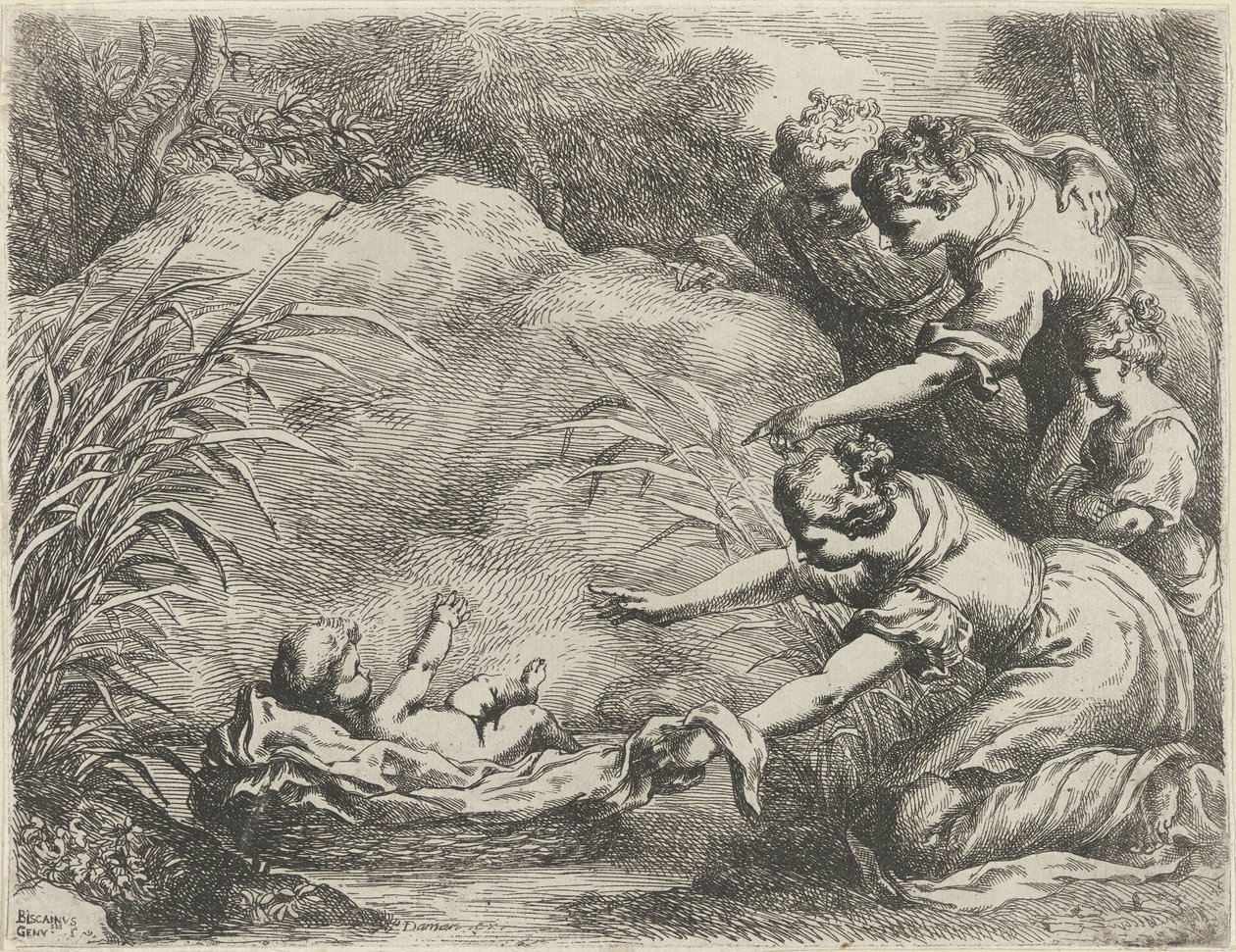 Mojžíš zachráněn z Nilu od Bartolomeo Biscaino