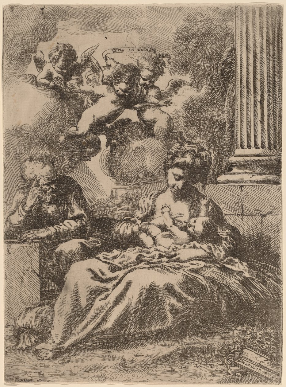 Svatá rodina sloupem od Bartolomeo Biscaino