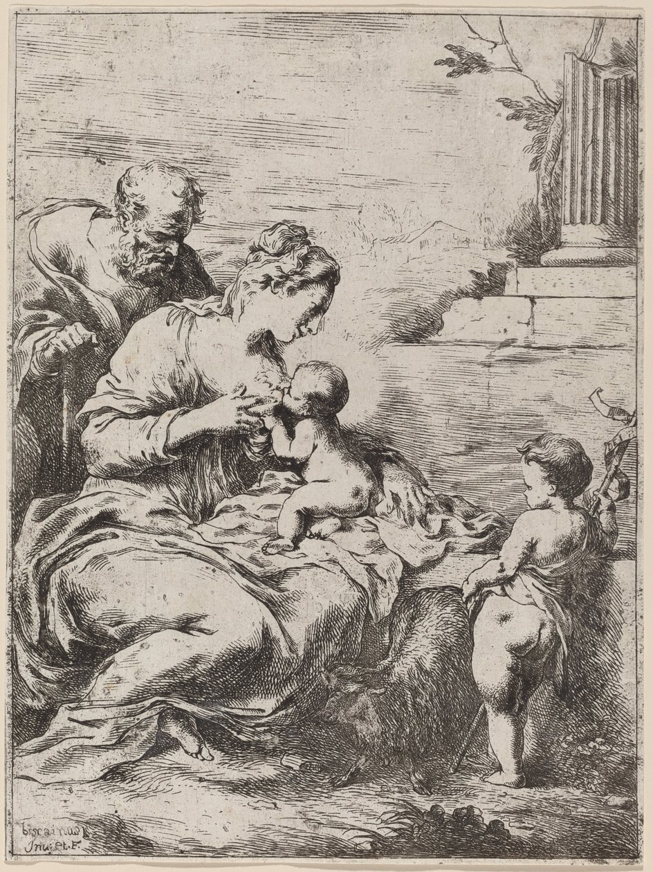 Svatá rodina se svatým Janem. od Bartolomeo Biscaino
