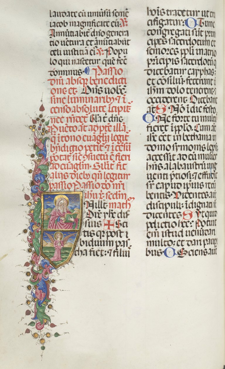 Missale: Fol. 116: Svatý Matouš s andělem, 1469. od Bartolomeo Caporali